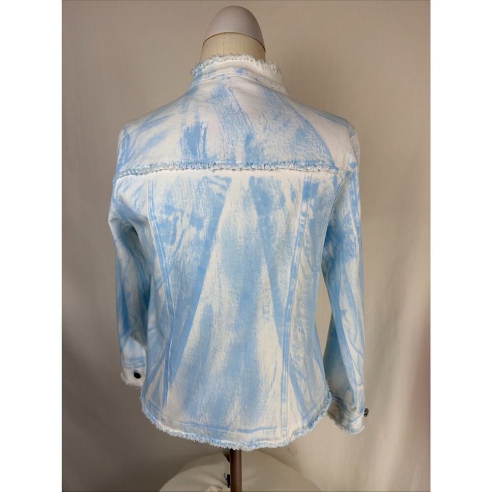 NWT Donna White Light Blue/White Raw Edge Seams Demin Jacket SM #0714 - Picture 6 of 7